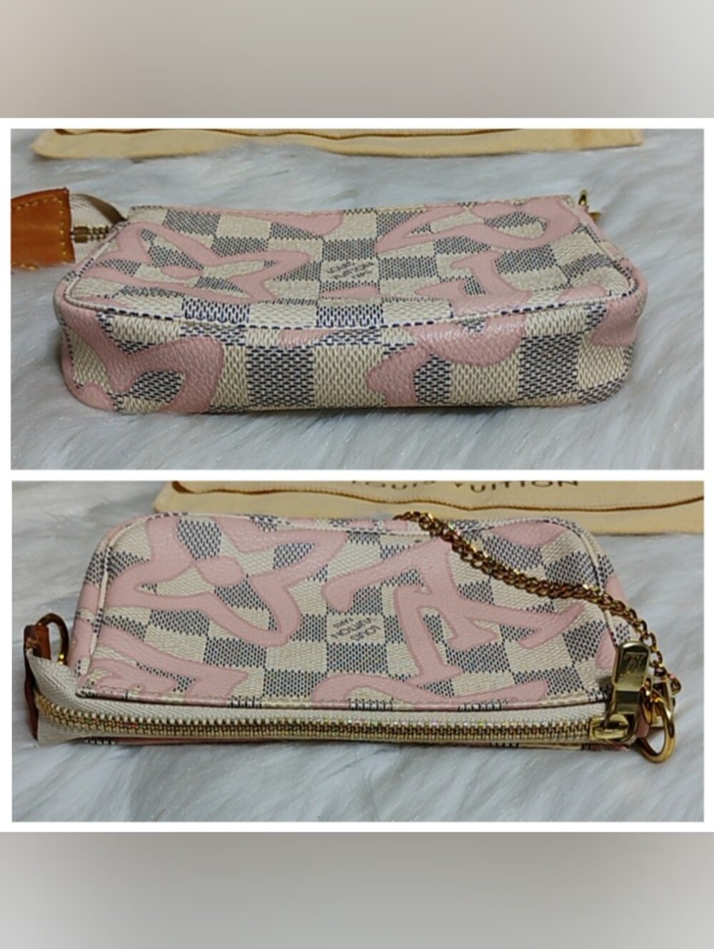 SALE! Louis Vuitton Damier Azur Tahiti Mini Accessory Pouch W/DB/Box - Picture 6 of 11